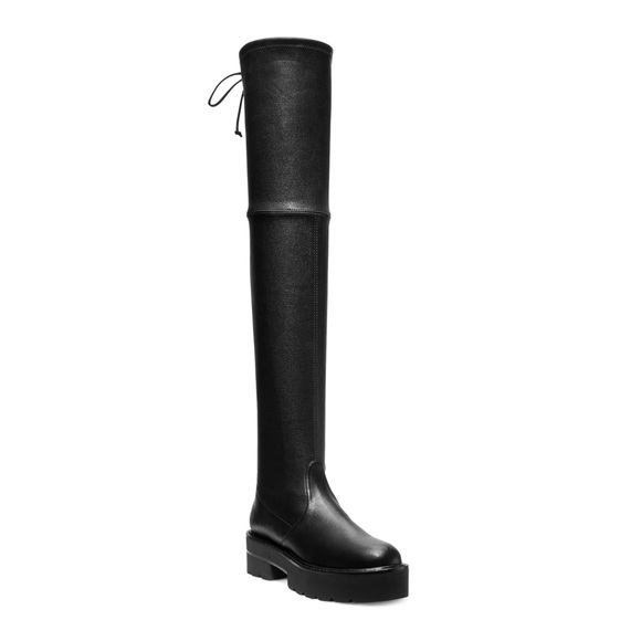 Stuart Weitzman $995 Black Platform Lug Sole Leather Over the Knee Boot NWT 7 - Picture 2 of 7